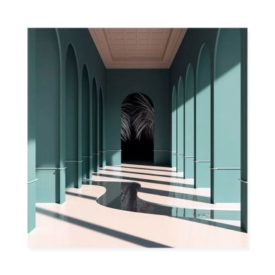 Green Corridor Canvas Art - Image 1