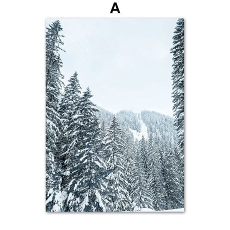 Winter Pine Forest Gallery Wall Canvas Art - Image 5