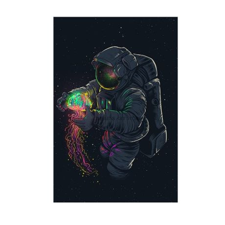 Astronaut Playing Jellyfish In Space Canvas Art - Image 7
