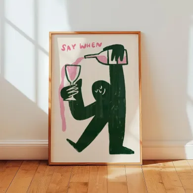 Say When Cozy Wine Toast Abstract Wall Art Print