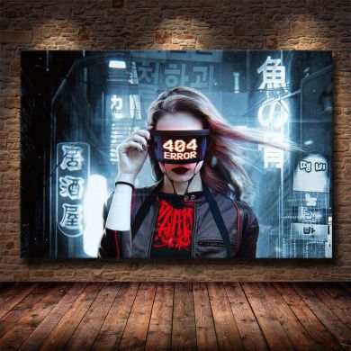 Cyberpunks 404 Error Visor Canvas Art - Image 1
