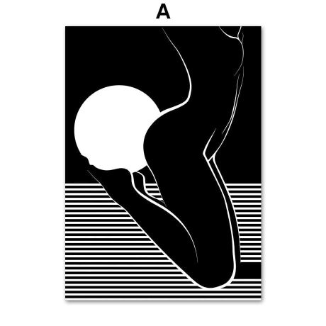 Curvy Nude Woman Silhouette Gallery Wall Canvas Art - Image 5
