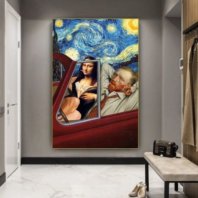 Van Gogh and Mona Lisa Smoking Canvas Art - Image 2