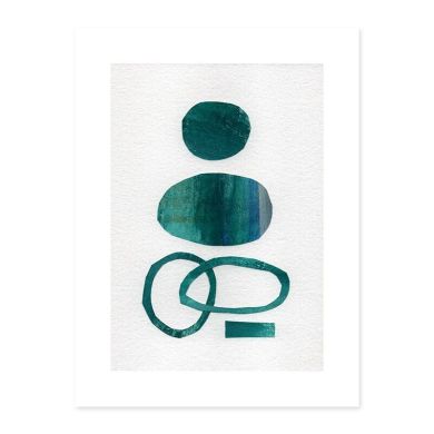 Geometric Teal Blue Greeting Canvas Art - Image 1