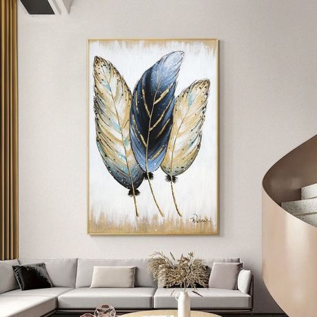 Abstract Golden Feather Canvas Art - Image 2
