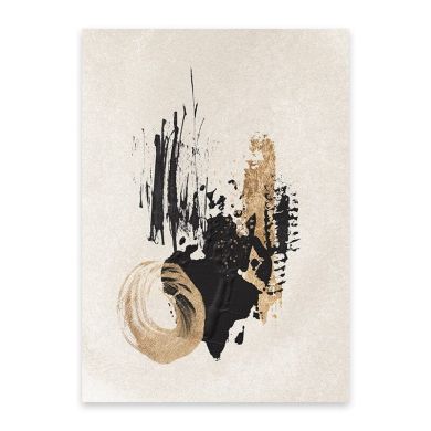 Brush Texture Black Gold Beige Canvas Art - Image 5