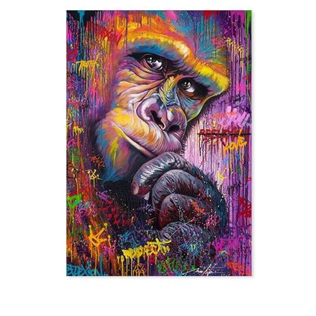 Graffiti Red Gorilla Canvas Art - Image 1