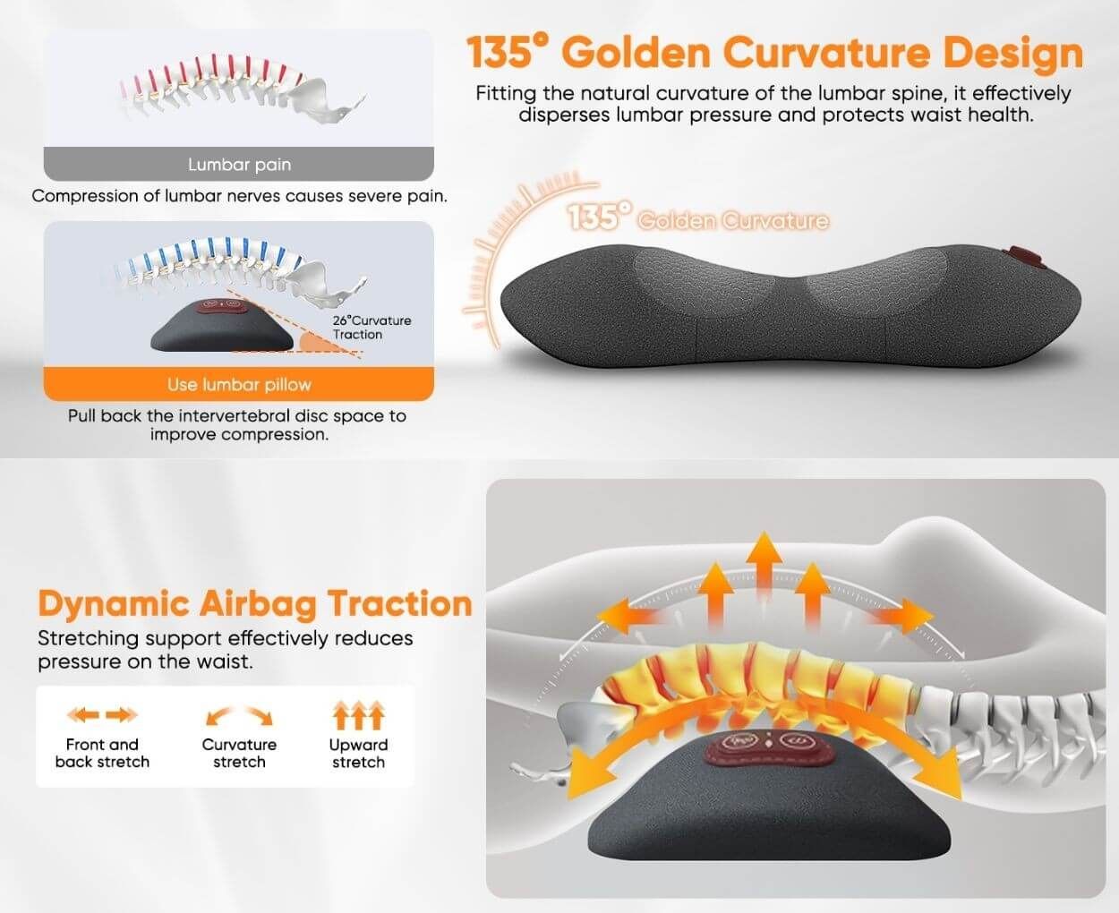 Daedalus 3-in-1 Electric Lumbar Pillow Massager to treat sciatica and backpain
