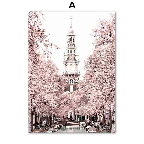 Pink Magnolia Flower Venice Canvas Art - Image 5
