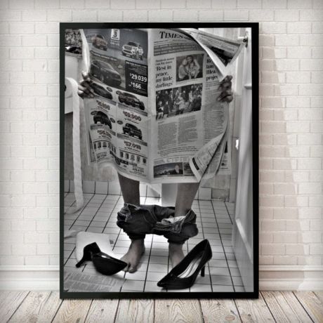 Vintage Woman in Toilet Canvas Art - Image 2