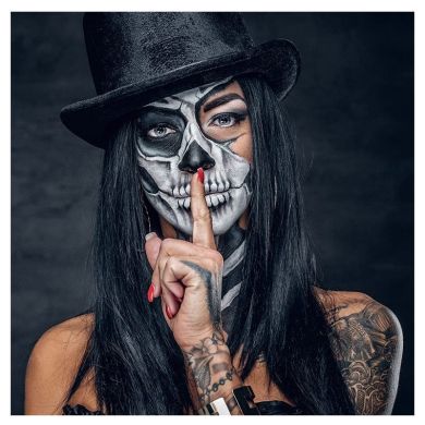 Tattoo Skull Girl Canvas Art - Image 2