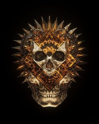 Metal Skull Statue Canvas Art - Image 4