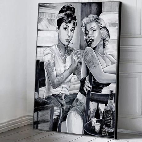 Audrey Hepburn and Monroe Tattoo Canvas Art - Image 2