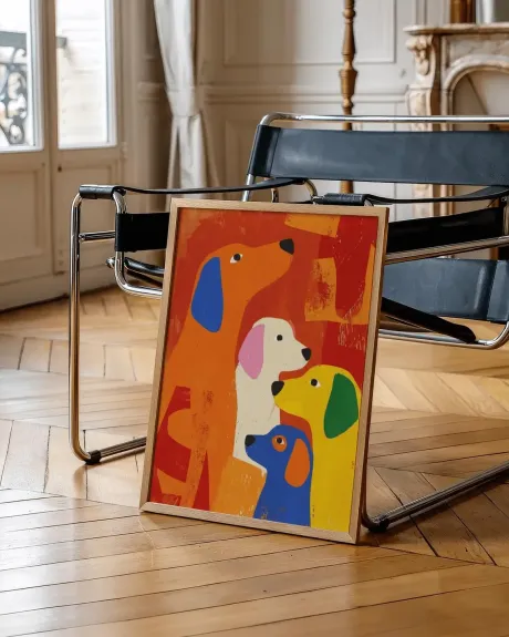 Vibrant Colorful Dog Quartet Wall Art Print