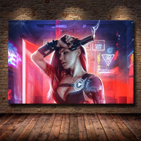 Cyberpunks Cyborg Police Canvas Art - Image 1