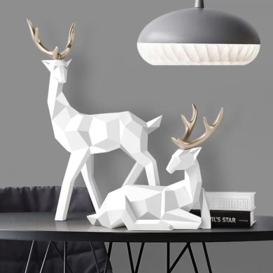 Geometric Deer Family Statue