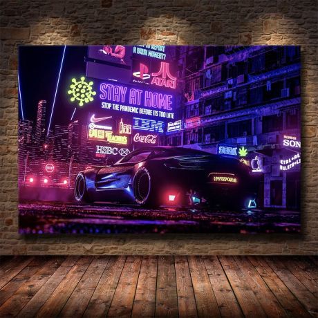 Cyberpunks Stay At Home Canvas Art - Image 1