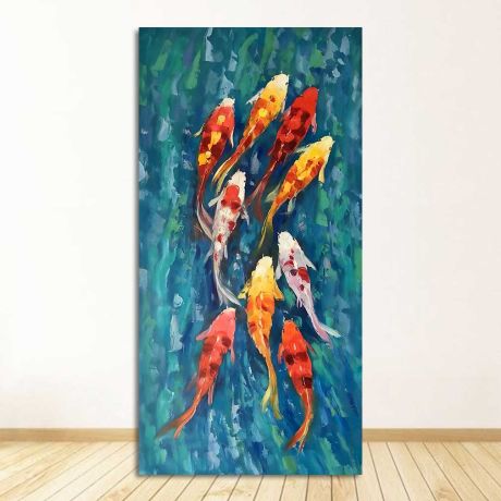 Nine Golden Fish Canvas Art - Image 1