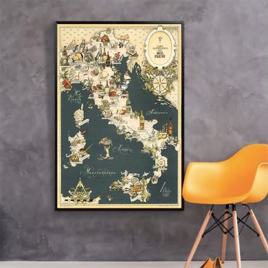 Vintage Map of Italy Canvas Art - Image 4