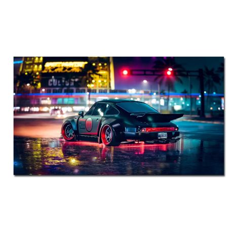Neon 999 Sports Car Poster Canvas Art - Image 1