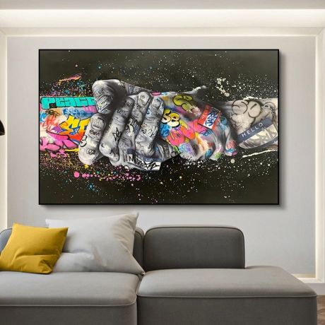 Graffiti Hands Hold Tight Canvas Art - Image 2