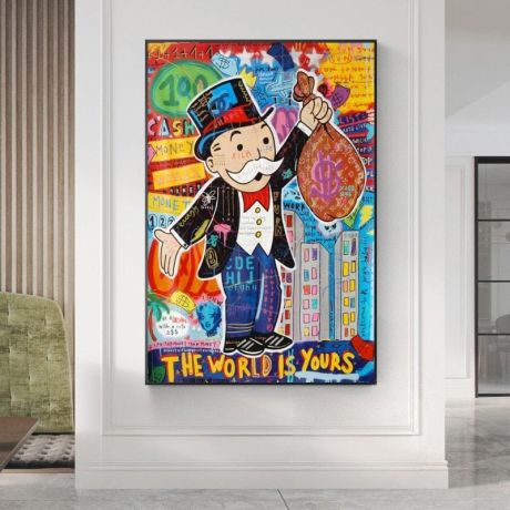 The World Is Yours Monopoly Graffiti Canvas Art - Image 2
