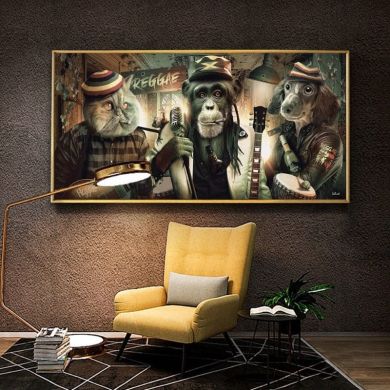 Modern Cartoon Animals Band Canvas Art - Image 2