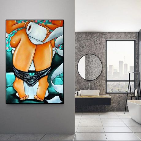 Woman In The Toilet Canvas Art - Image 2
