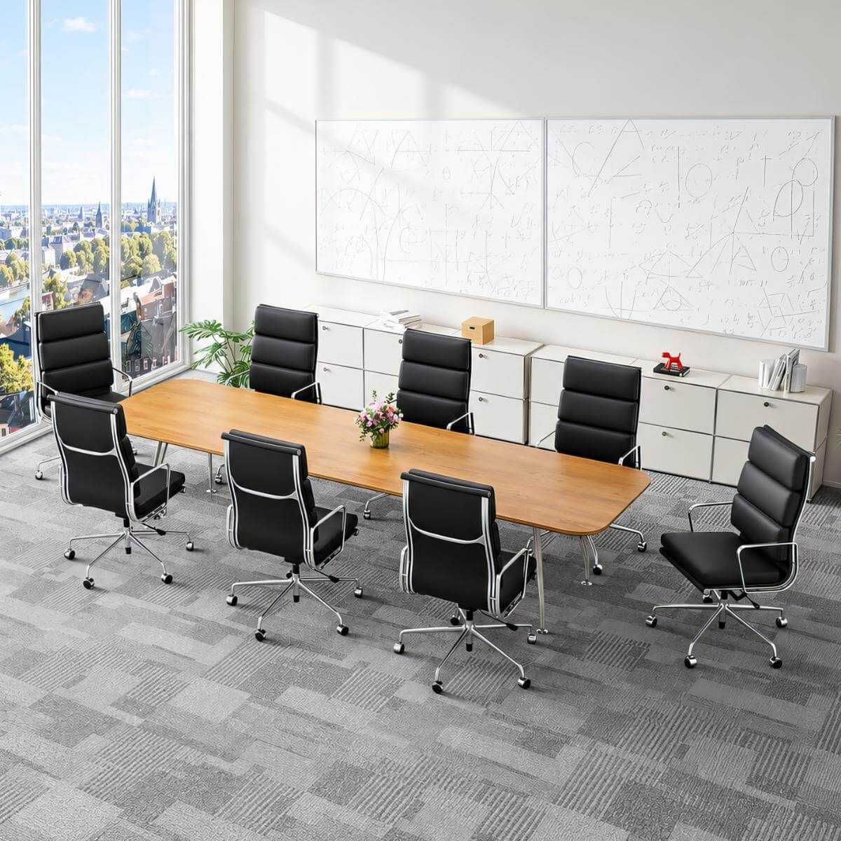 Eames Soft Pad Office Chair Replica Black High Back in Meeting Room