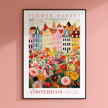 European Flower Market Poster Wall Art Print