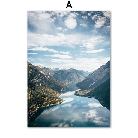 Mountain Lake Bridge Canyon Gallery Wall Canvas Art - Image 5