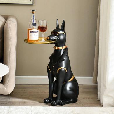Big Dog Butler Statue with Tray