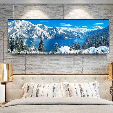 Snow Mountain Lake And Forest Canvas Art - Image 3