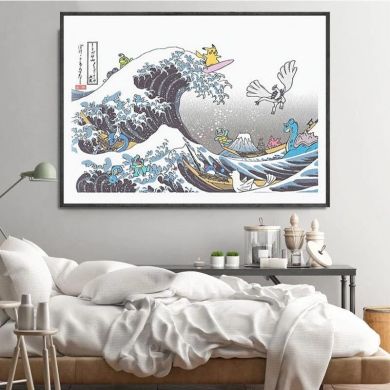 Pokemon in The Great Wave of Kanagawa Canvas Art - Image 2