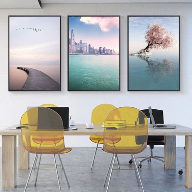 Romantic Sakura Sea Landscape Canvas Art - Image 3