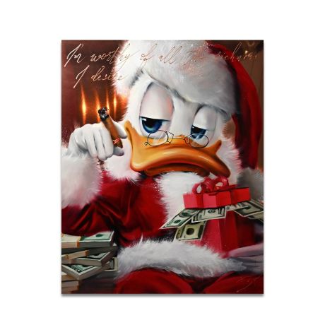 Santa Claus Donald Duck Canvas Art - Image 1