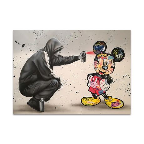 Banksy Graffiti Mickey Mouse Canvas Art - Image 1