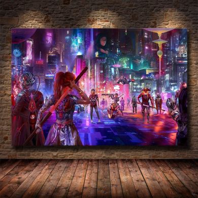 Cyberpunks Metropolis Canvas Art - Image 1