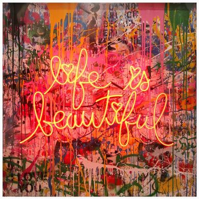 Banksy Graffiti Life Is Beautiful Canvas Art - Image 7
