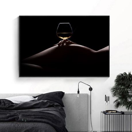 Dark Sexy Wine Lady Painting - Image 4