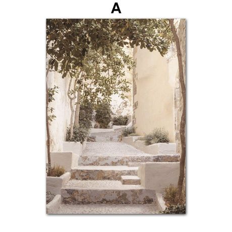Idyllic Town Tropical Garden Gallery Wall Canvas Art - Image 6