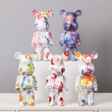 Marble Pattern Bear Sculpture