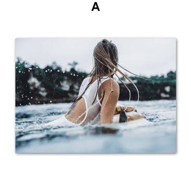 Surfer Girl Sea Waves Canvas Art - Image 5