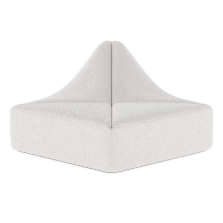 White Dune sofa armless module, angled view showing peaked twin-panel back seam