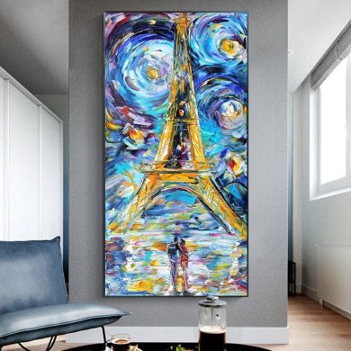 Eiffel Tower Starry Night Canvas Art - Image 2