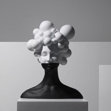 Black and White Woman Bust Statue