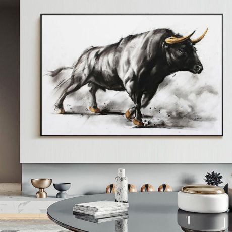 Black Bullfight Canvas Art - Image 2