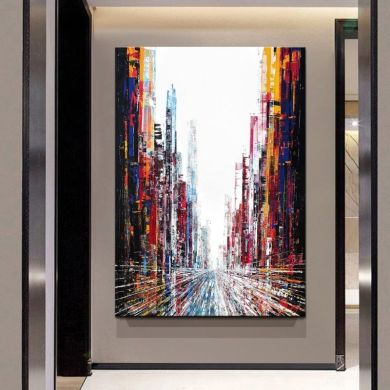 Abstract City Street Canvas Art - Image 2