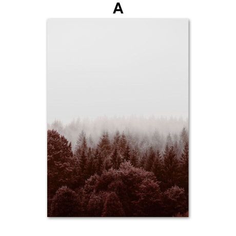 Red Forest Mountain Flower Desert Canvas Art - Image 5