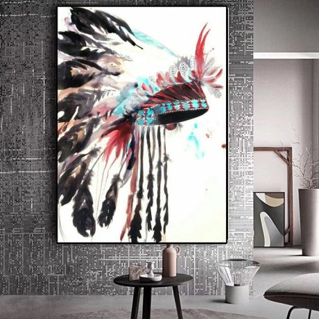 Indian Peacock Feather Headband Canvas Art - Image 2